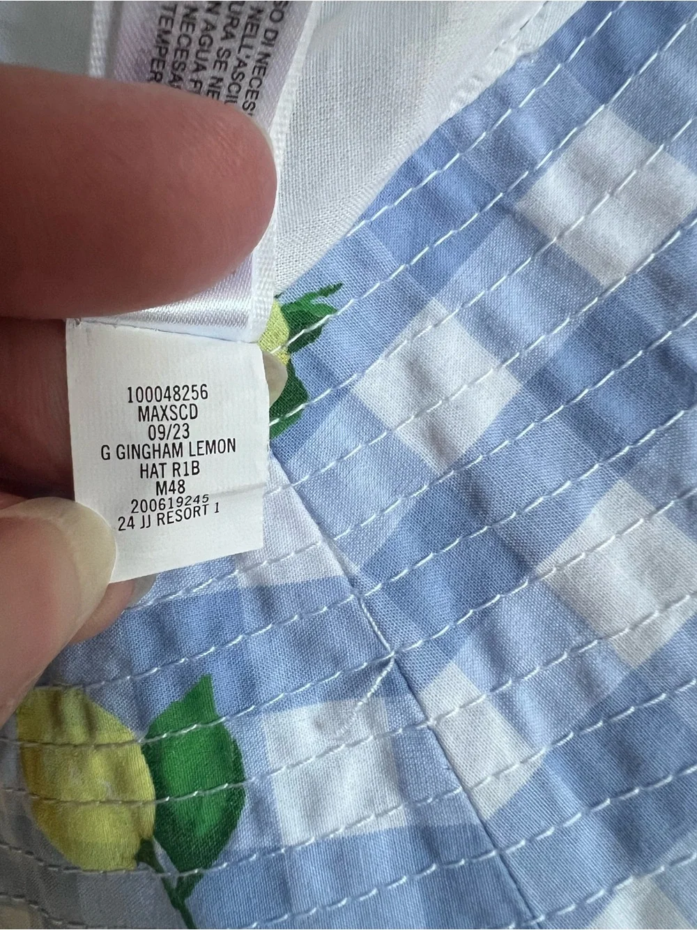 Janie and Jack Sun Hat Child Size 6/8 Blue Gingham Lemon 100% Cotton